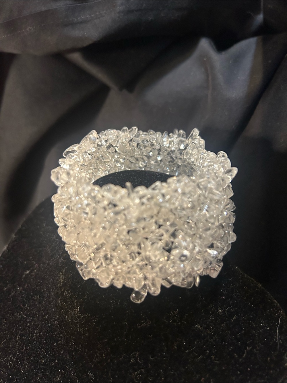 Clear Beaded Stretch Bracelet - Sparkling Crystal Look